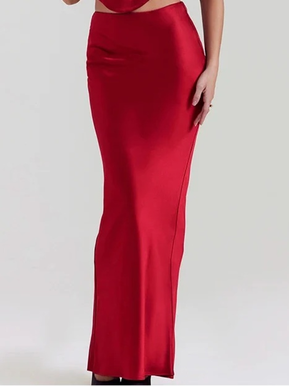 Red Satin Maxi Skirt